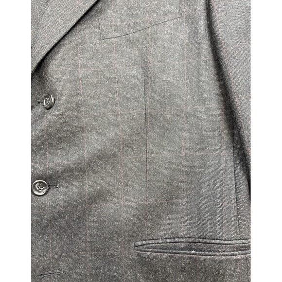 Lord & Taylor Blazer Mens 44R Gray Windowpane Cashmere Wool 3 Button USA - Picture 4 of 12